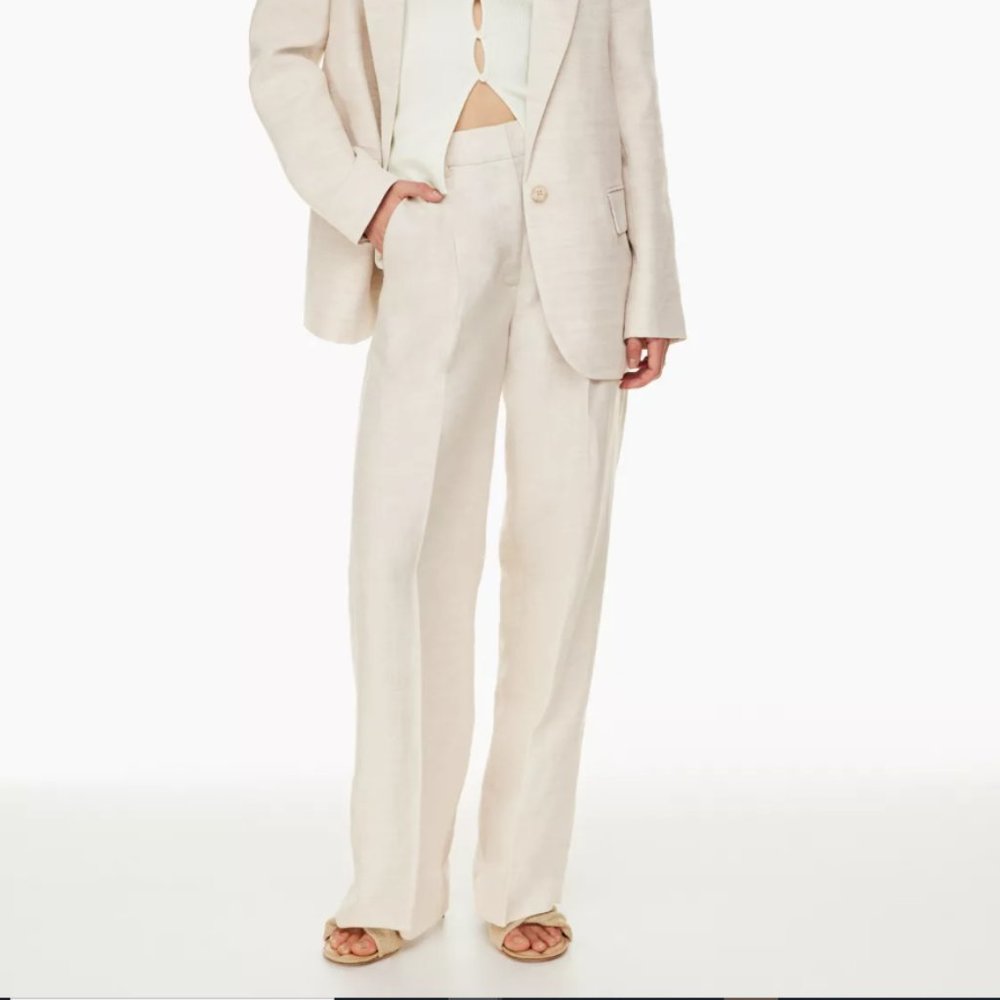 Aritzia Effortless Linen Pants - Natural Ecru